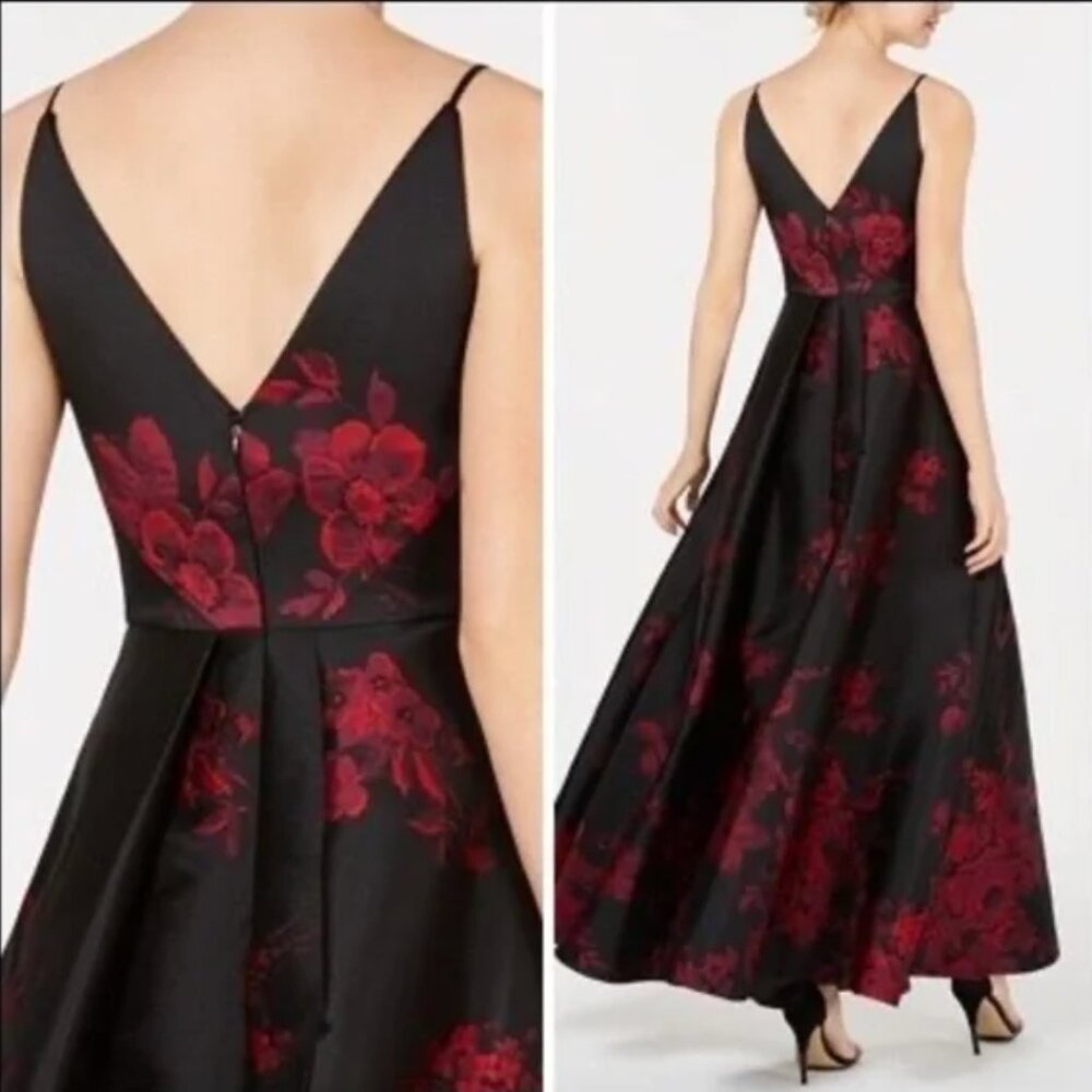 Calvin Klein Floral-Print Plunge Gown - Picture 2 of 6